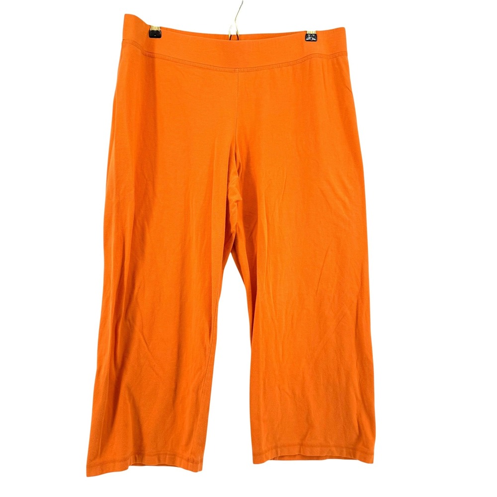 Eileen Fisher Womens Orange Cotton Lycra Stretch Cropped Leggings Pants Size L
